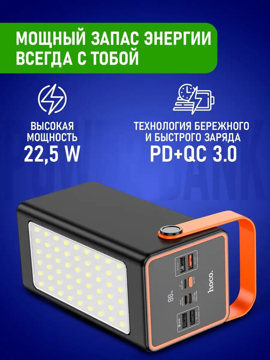 Внешний аккумулятор Hoco J107 Super 90000 mAh Пауэрбанк 152618278 купить за  6 859 ₽ в интернет-магазине Wildberries