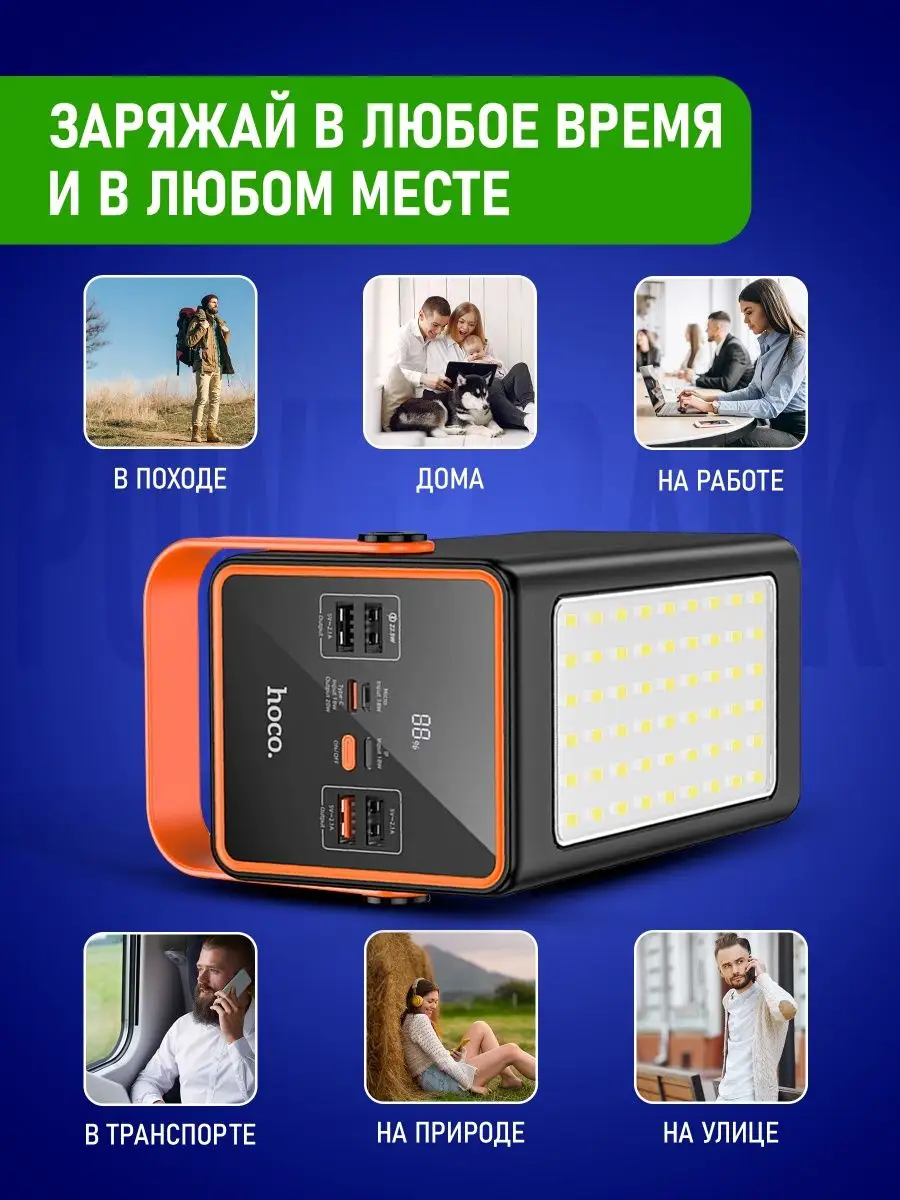 Внешний аккумулятор Hoco J107 Super 90000 mAh Пауэрбанк 152618278 купить за  6 859 ₽ в интернет-магазине Wildberries