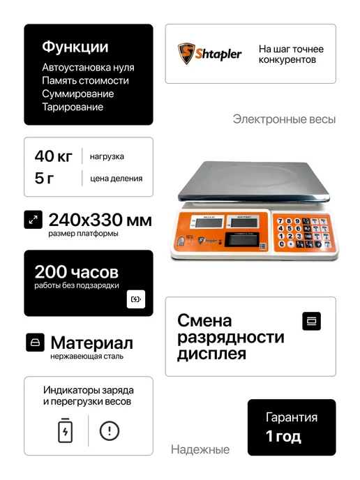 МЕРА весы Весы торговые ВС 40, 40 кг, фото 8