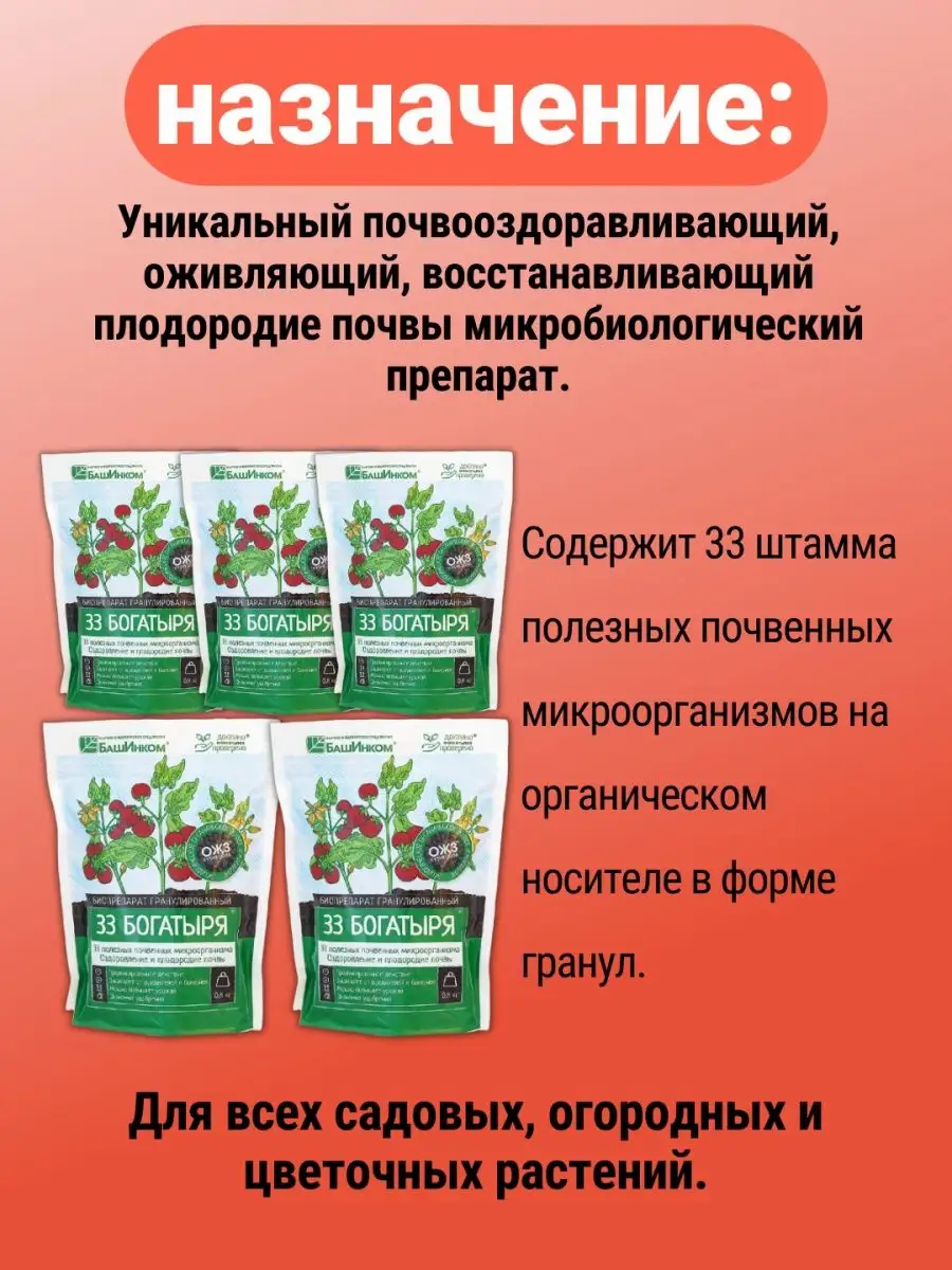 33 Богатыря Удобрения для растений и почвы 5х800 БашИнком 152677776 купить  за 1 941 ₽ в интернет-магазине Wildberries