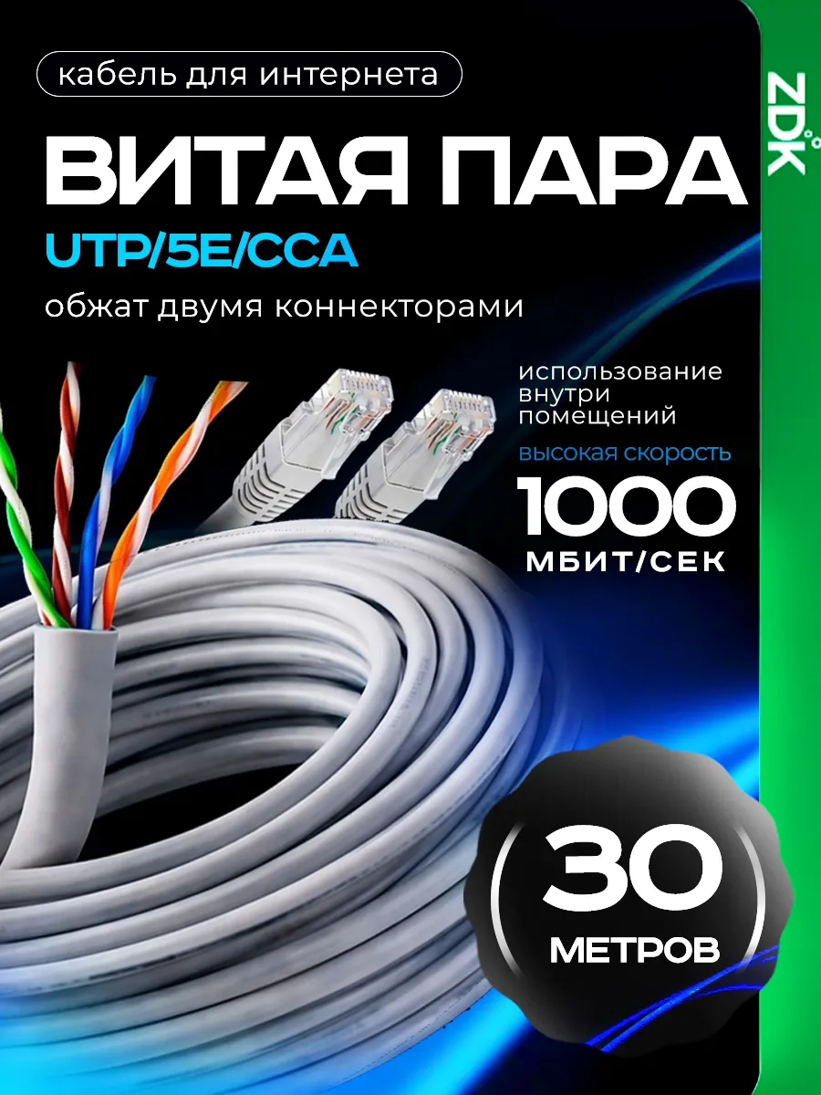 Кабель LAN для интернета витая пара омедненный