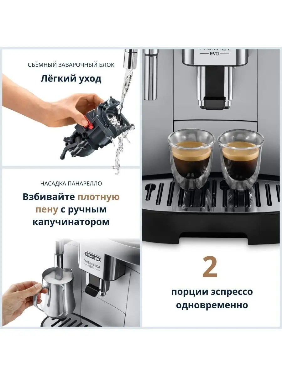 Кофемашина автоматическая зерновая с капучинатором Delonghi 152695750  купить в интернет-магазине Wildberries