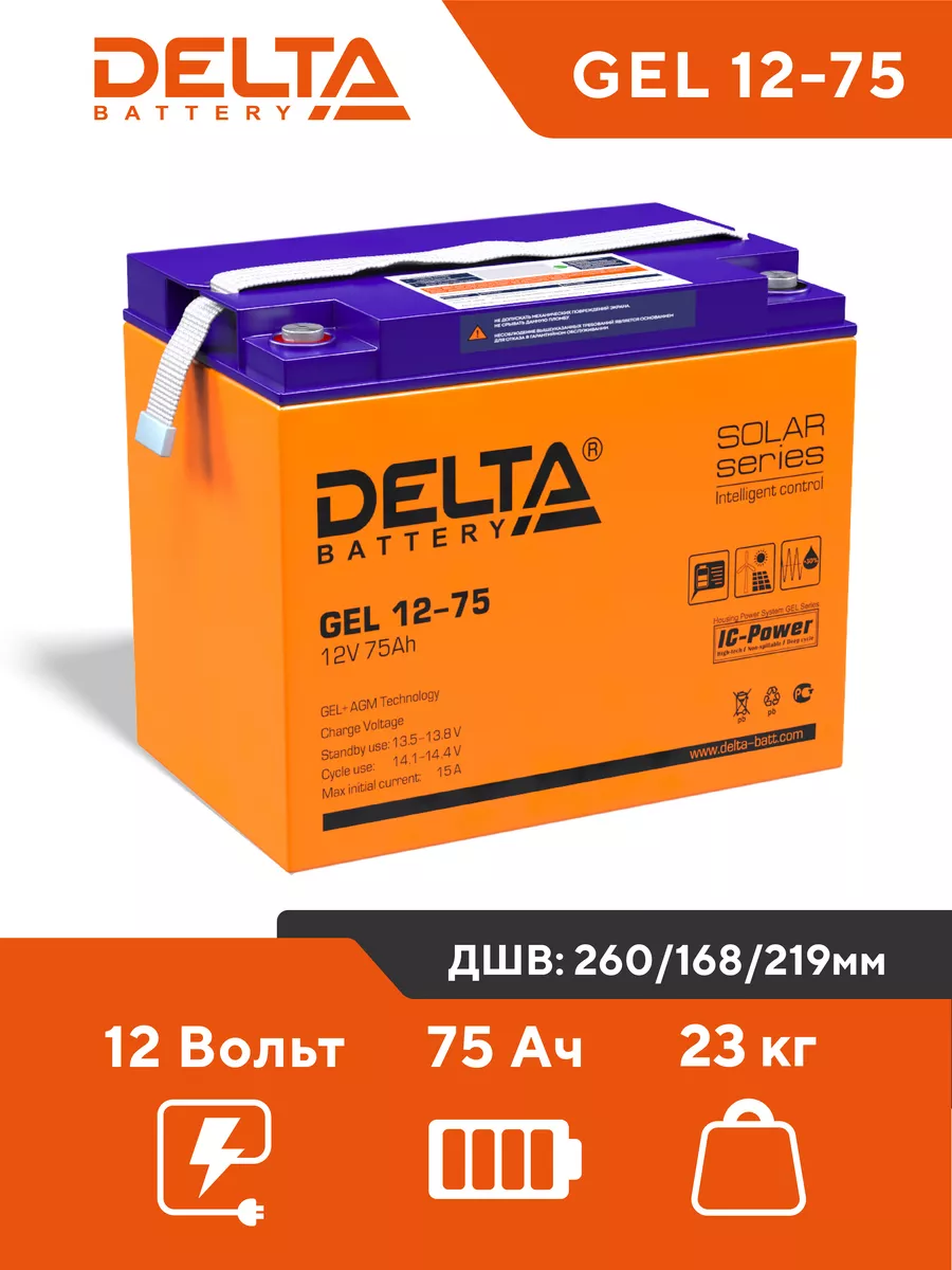 Аккумулятор 12V 75Ah для ИБП GEL 12-75