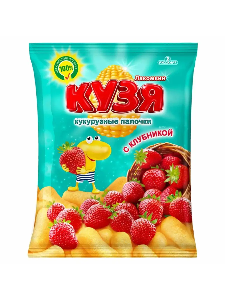 Кукурузные палочки со вкусом клубники, 100г