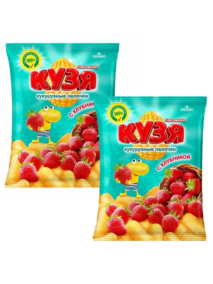 Кукурузные палочки со вкусом клубники, 100г, 2шт