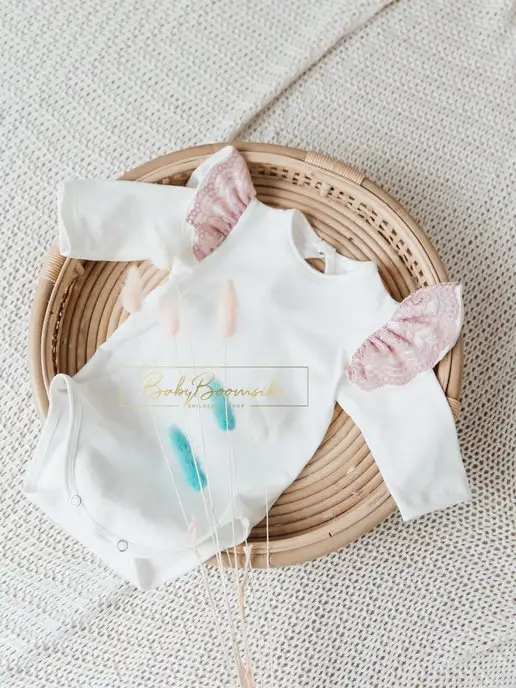 BabyBoomsiki Боди нарядное с кружевом для новорожденных малышей, белый