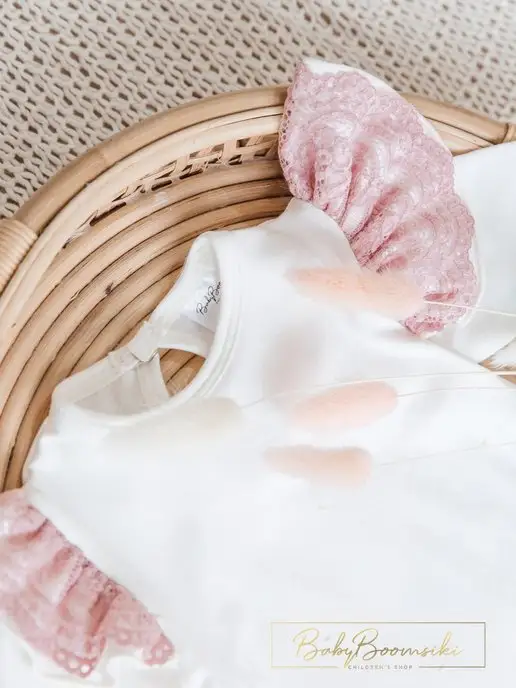 BabyBoomsiki Боди нарядное с кружевом для новорожденных малышей, белый, фото 7