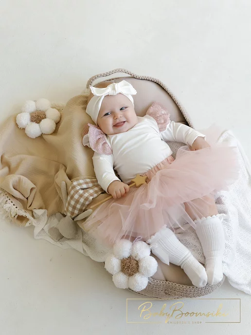 BabyBoomsiki Боди нарядное с кружевом для новорожденных малышей, белый, фото 8