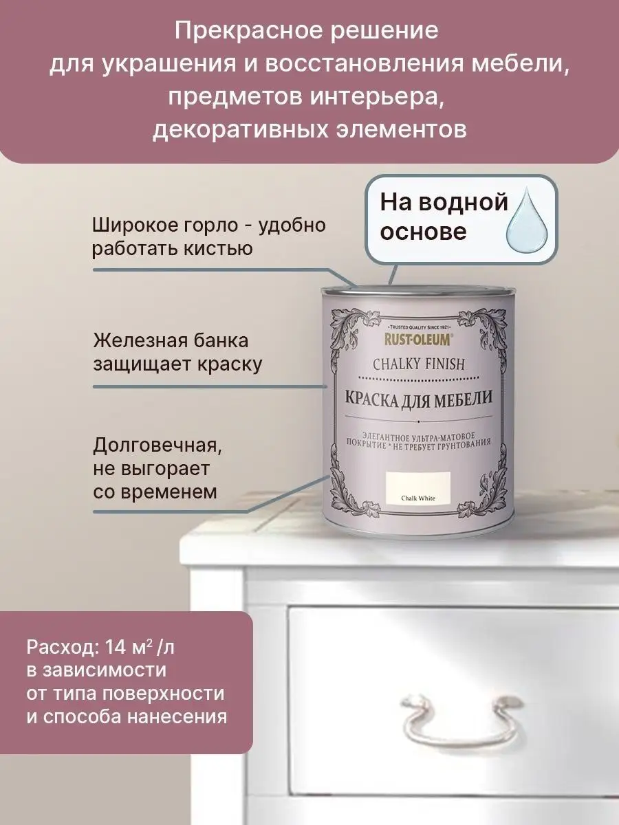 Краски для мебели, меловая, без запаха, матовая, акриловая Paints for  furniture 152856014 купить за 2 038 ₽ в интернет-магазине Wildberries