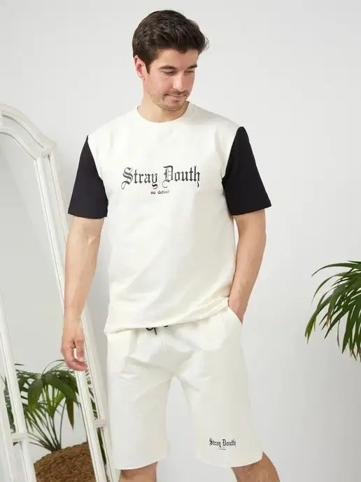 HD STORE Костюм спортивный с шортами и футболкой летний, белый, фото 2