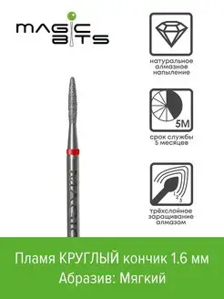 Фреза Алмазное пламя 1.6 мм КРУГЛЫЙ кончик Magic Bits 152959688 купить за 231 ₽ в интернет-магазине Wildberries