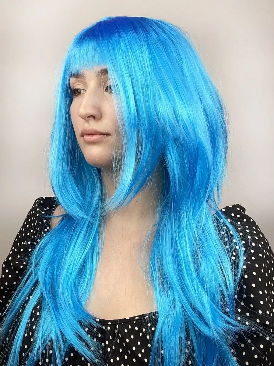Riota Карнавальный парик Длинные прямые волосы, голубой, 1 шт