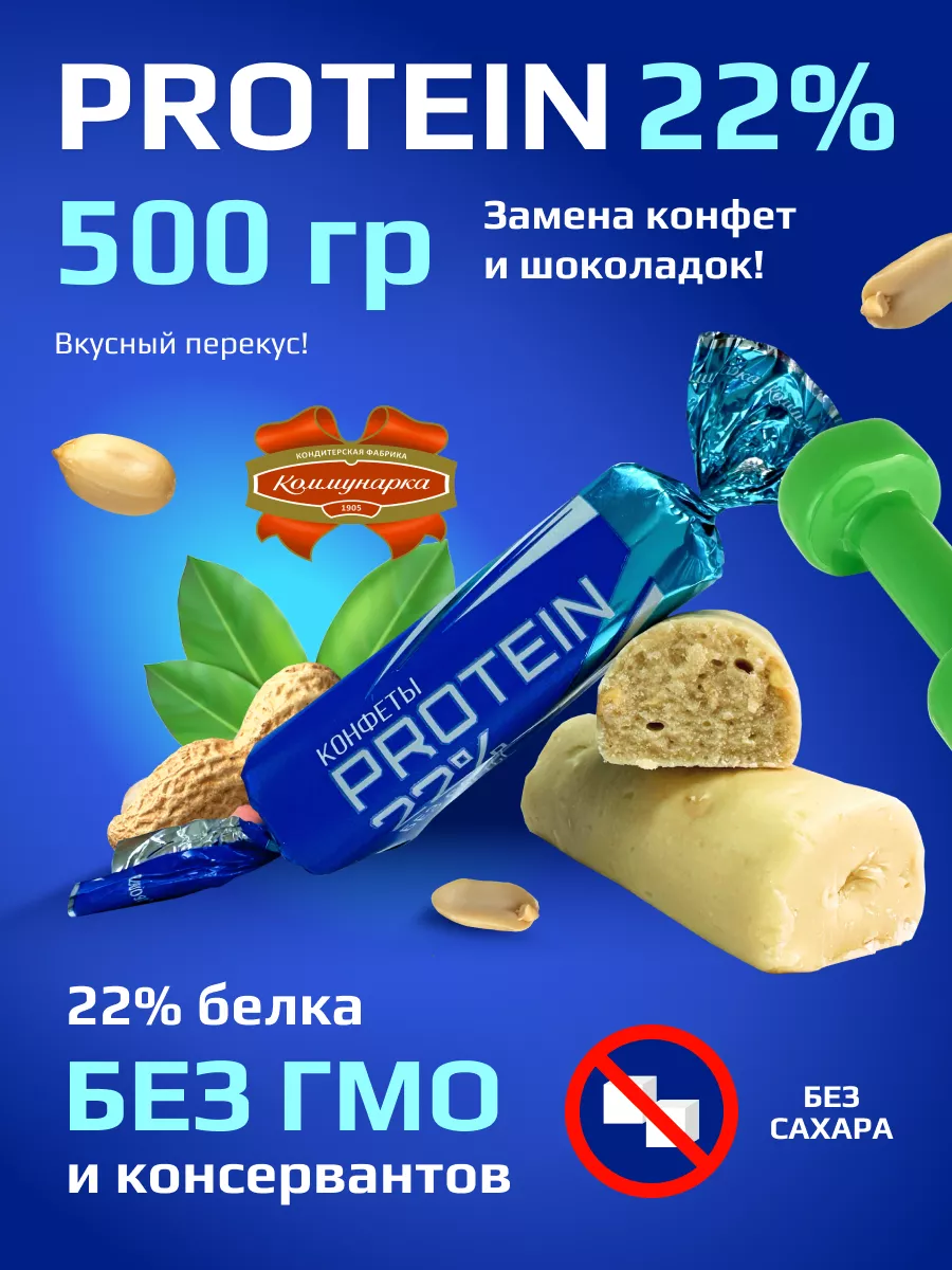 Протеиновые конфеты без сахара «PROTEIN 22%» от Коммунарки Коммунарка  152997534 купить в интернет-магазине Wildberries