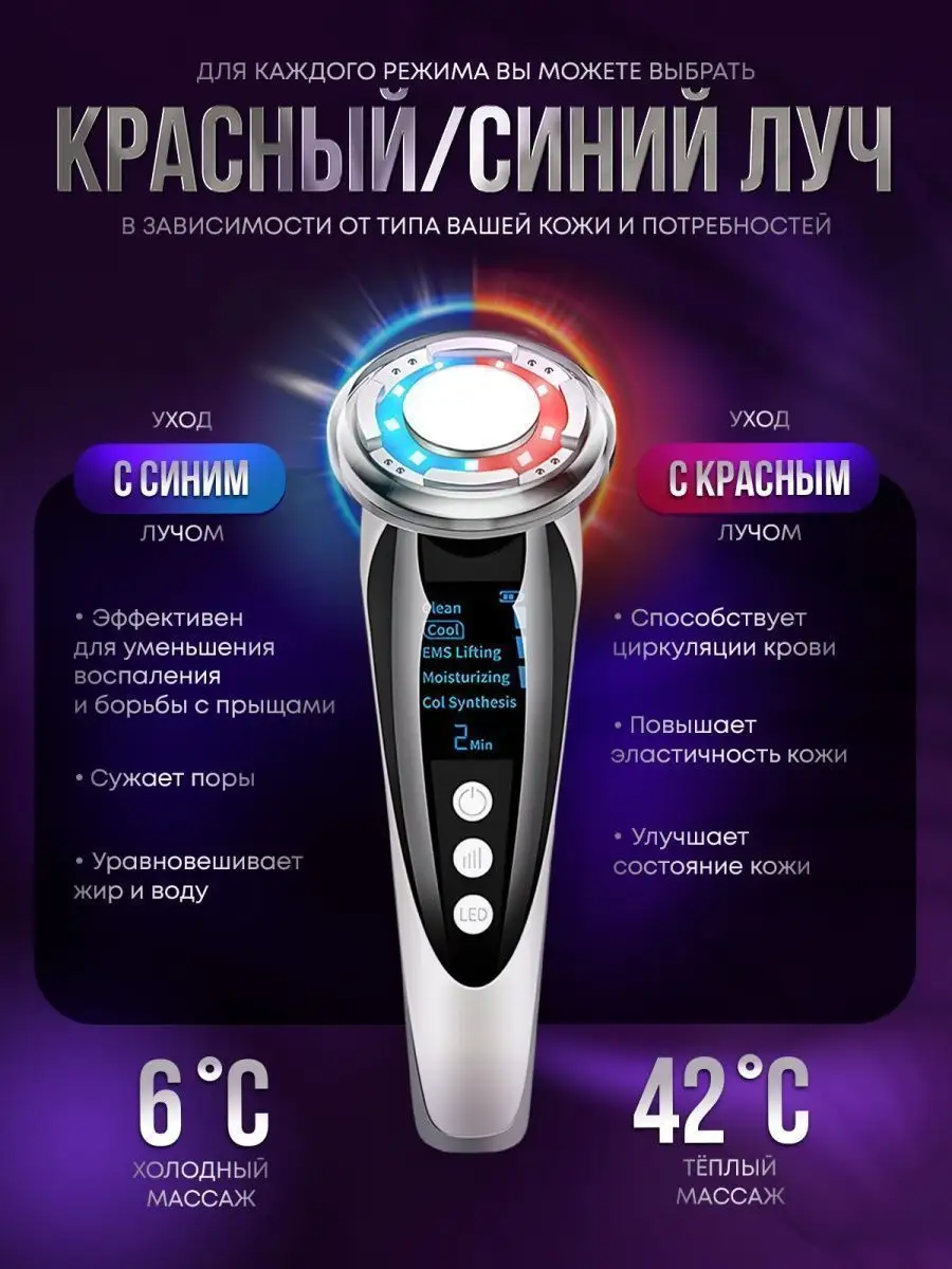 Микротоковый массажер для лица и шеи RF лифтинг мезотерапия LIPSI tech  153005143 купить в интернет-магазине Wildberries