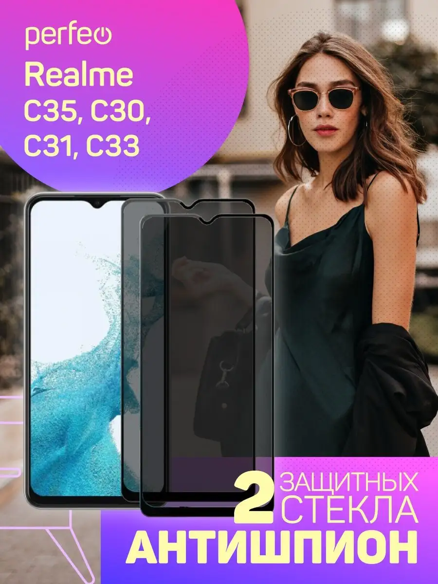 Защитное стекло Антишпион для Realme C35