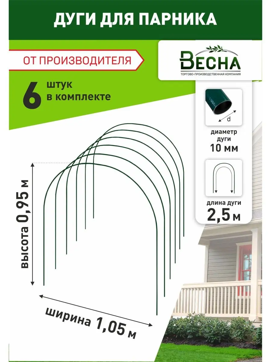 Дуга для теплицы 25х25х1.5 (6 метров, ширина 3 метра)