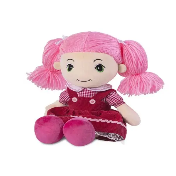 Мягкая кукла "Стильняшка в розовом платье с хвостиками"