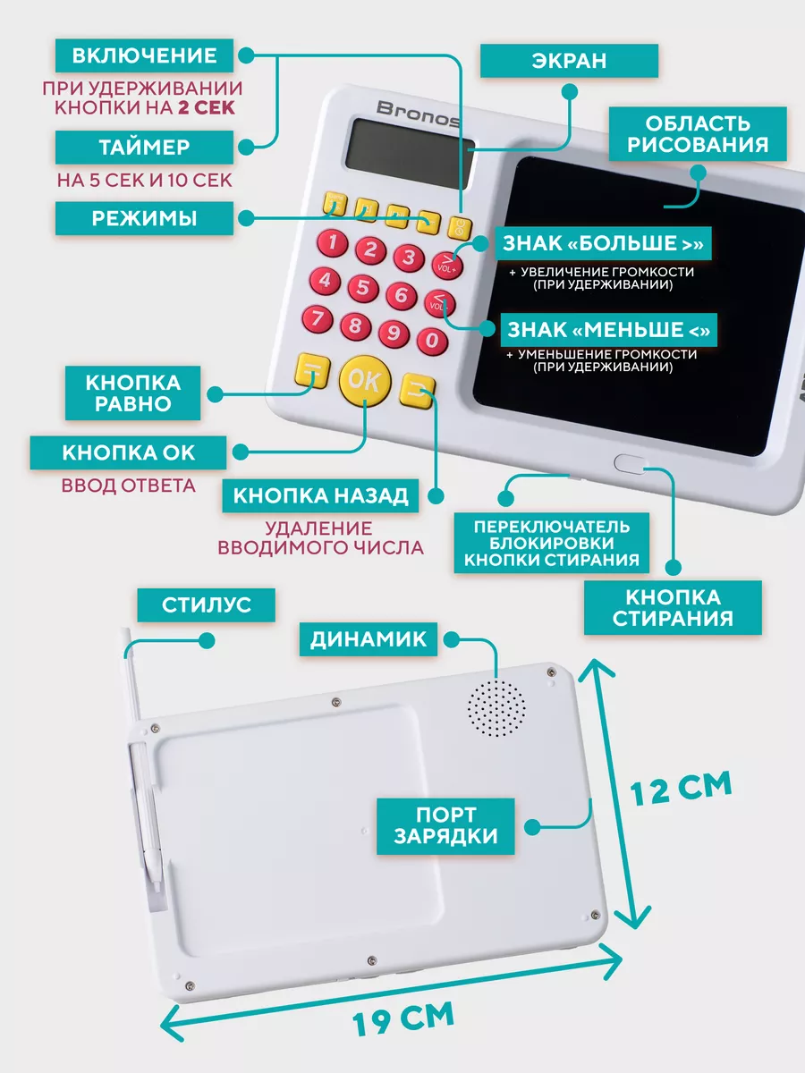 Тренажер по математике планшет для рисования Арифметик Bronos 153041642  купить за 670 ₽ в интернет-магазине Wildberries