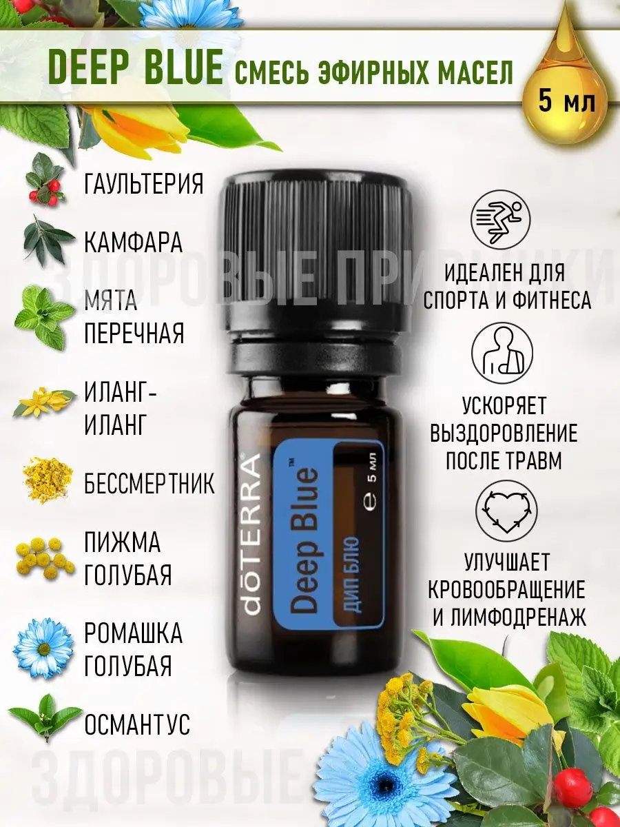 Смесь эфирных масел Дип блю Deep Blue аромамасло doTERRA 153089216 купить в  интернет-магазине Wildberries