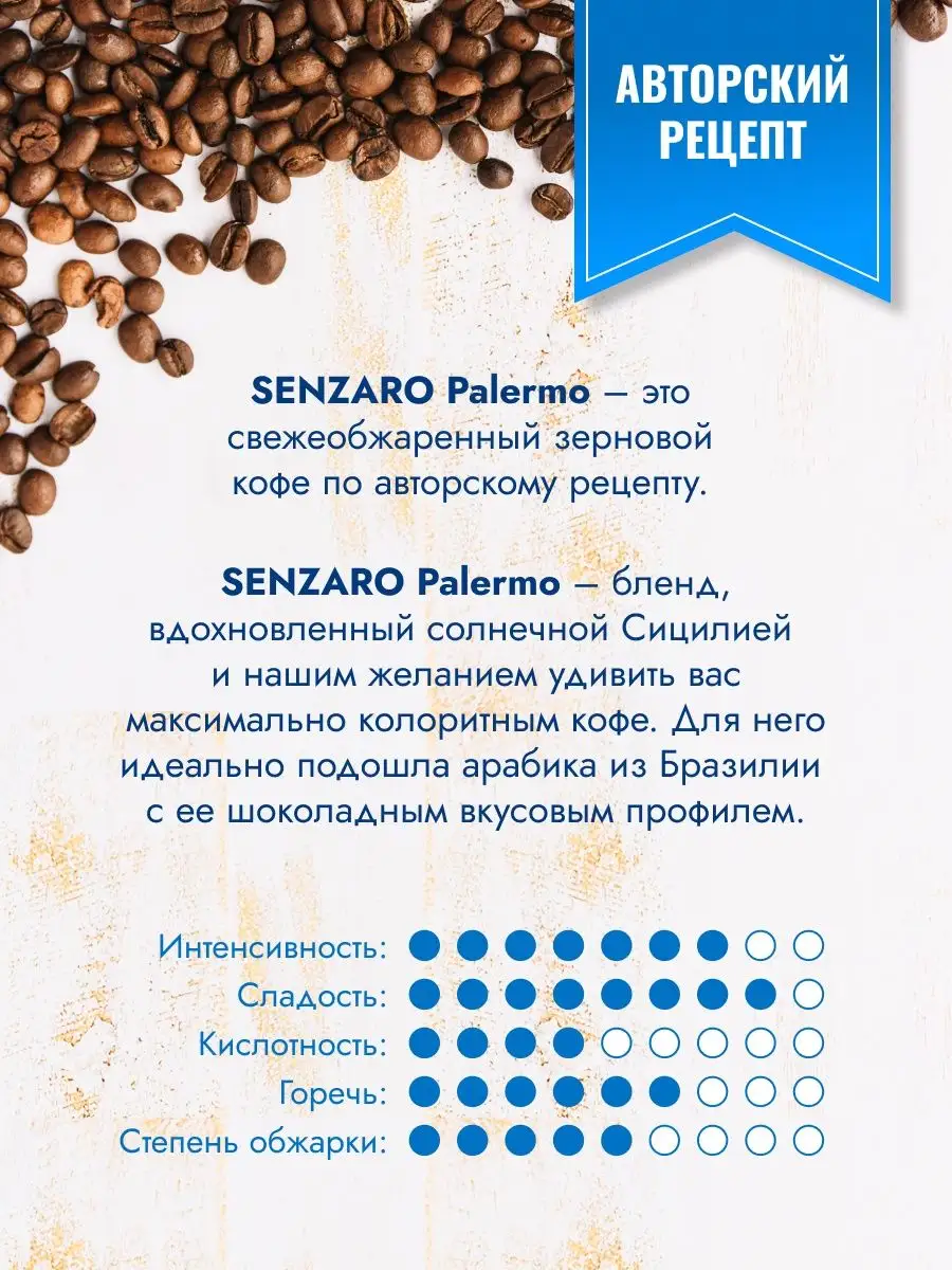 SENZARO Palermo Кофе в зернах 1кг SENZARO 153155278 купить за 1 709 ₽ в  интернет-магазине Wildberries