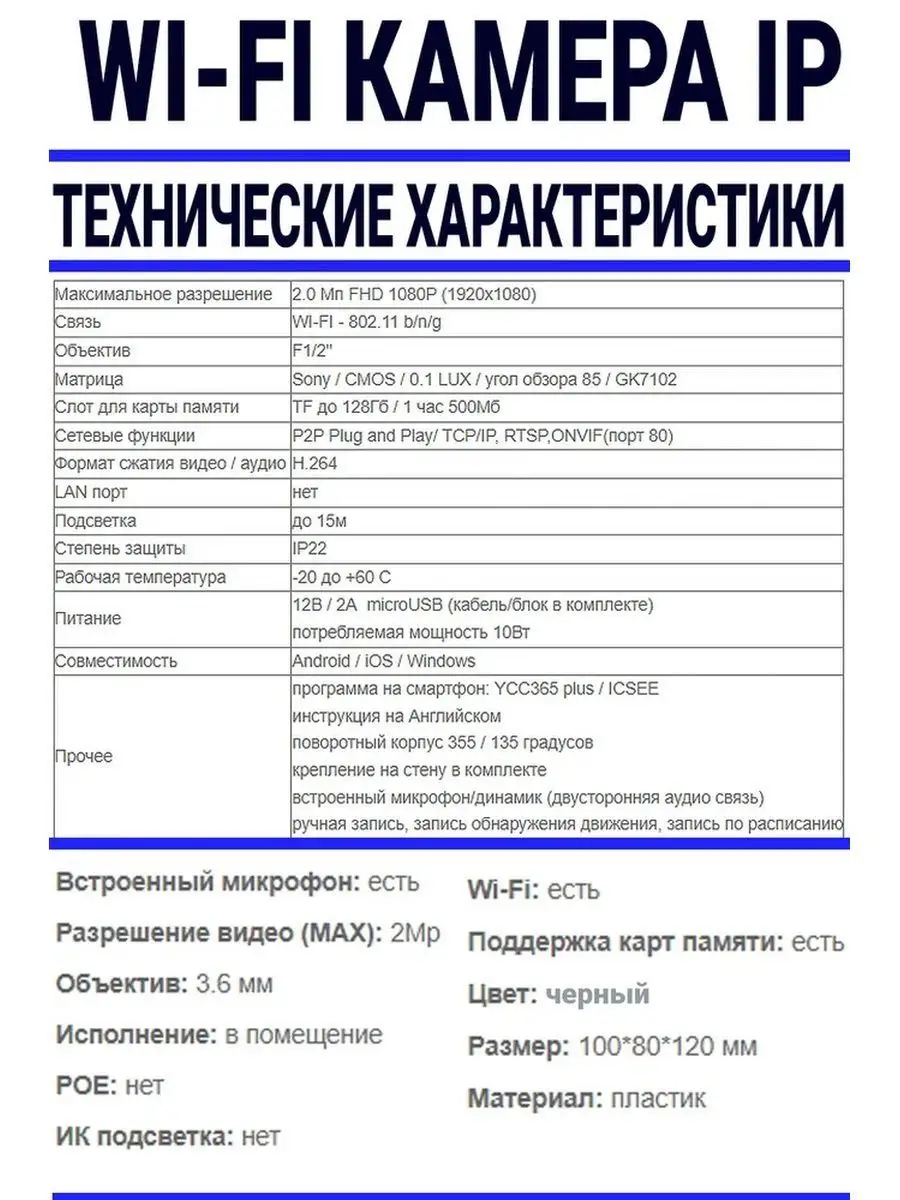 Камера видеонаблюдения OT-VNI21 IP Wi-Fi Орбита 153274095 купить в  интернет-магазине Wildberries