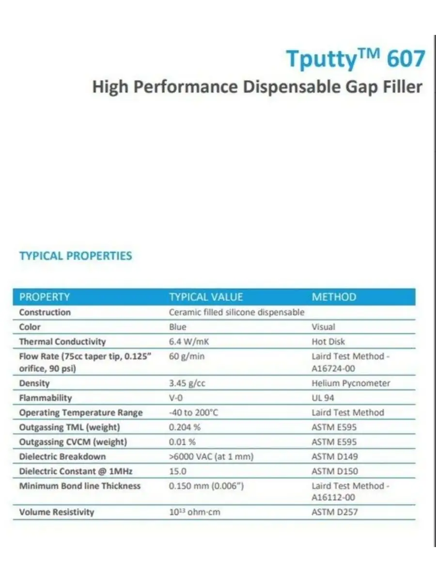 Laird tputty 607 10см3 (34.5г) Жидкая термопрокладка laird technologies  153279100 купить за 1 504 ₽ в интернет-магазине Wildberries