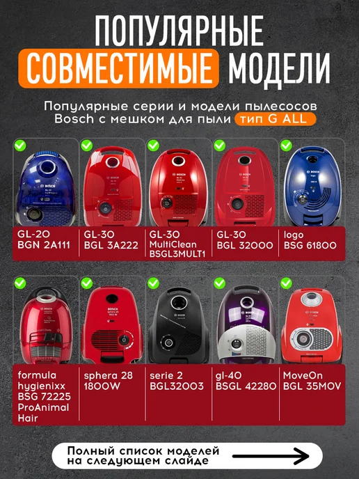 BOSCH Мешки многослойные для Бош GL-30 GL-40 GL-20 G ALL Siemens, 2100 Вт, фото 3