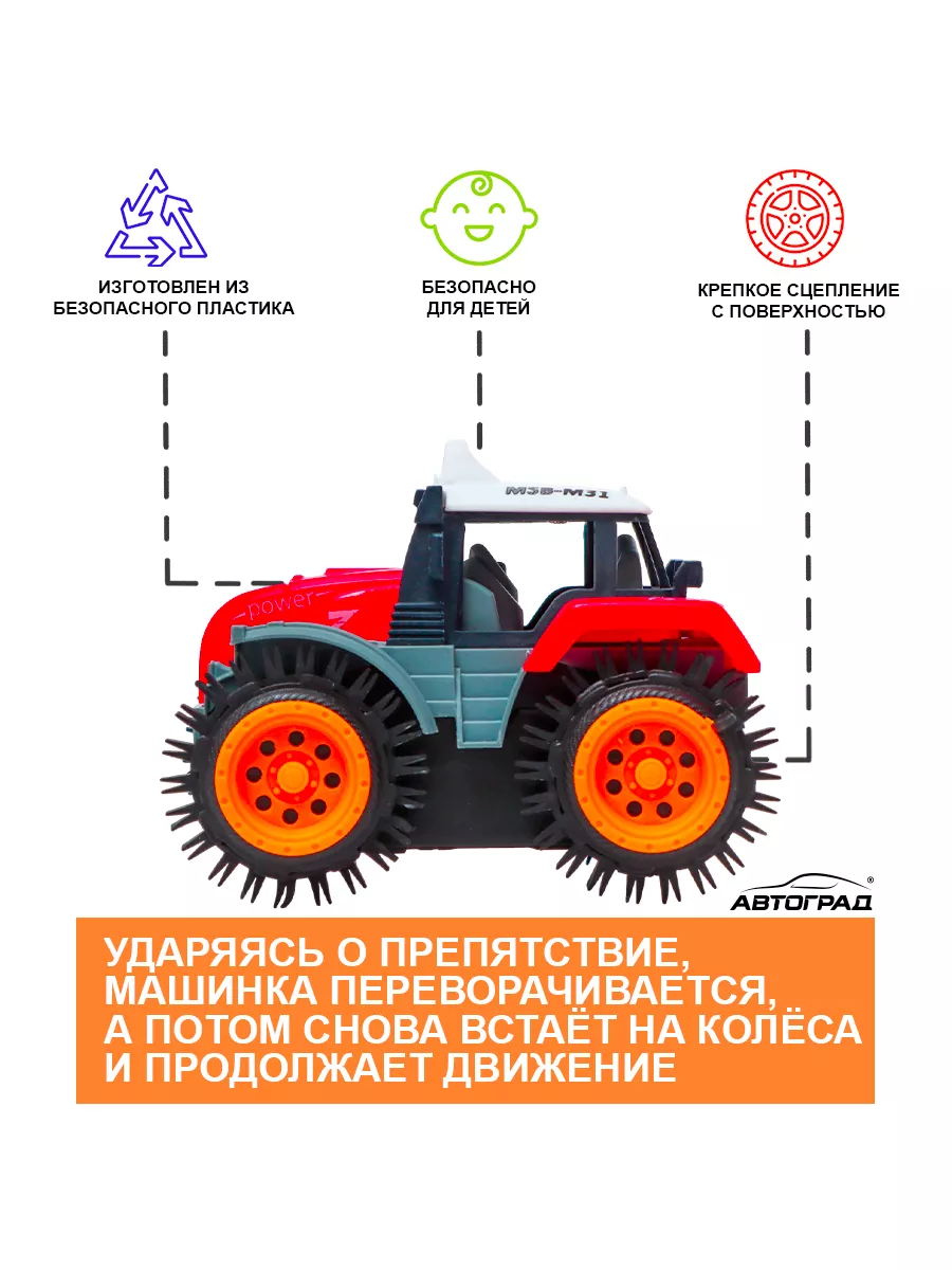 Машинка Трактор перевертыш Ферма работает от батареек Автоград 153324025  купить за 282 ₽ в интернет-магазине Wildberries