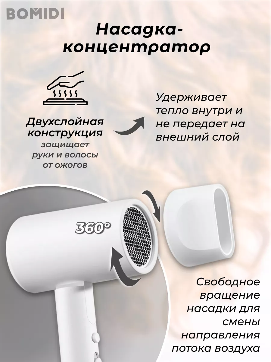 Фен Anion Hair Dryer H101 CMJ04LXW MIJIA 153352752 купить в  интернет-магазине Wildberries