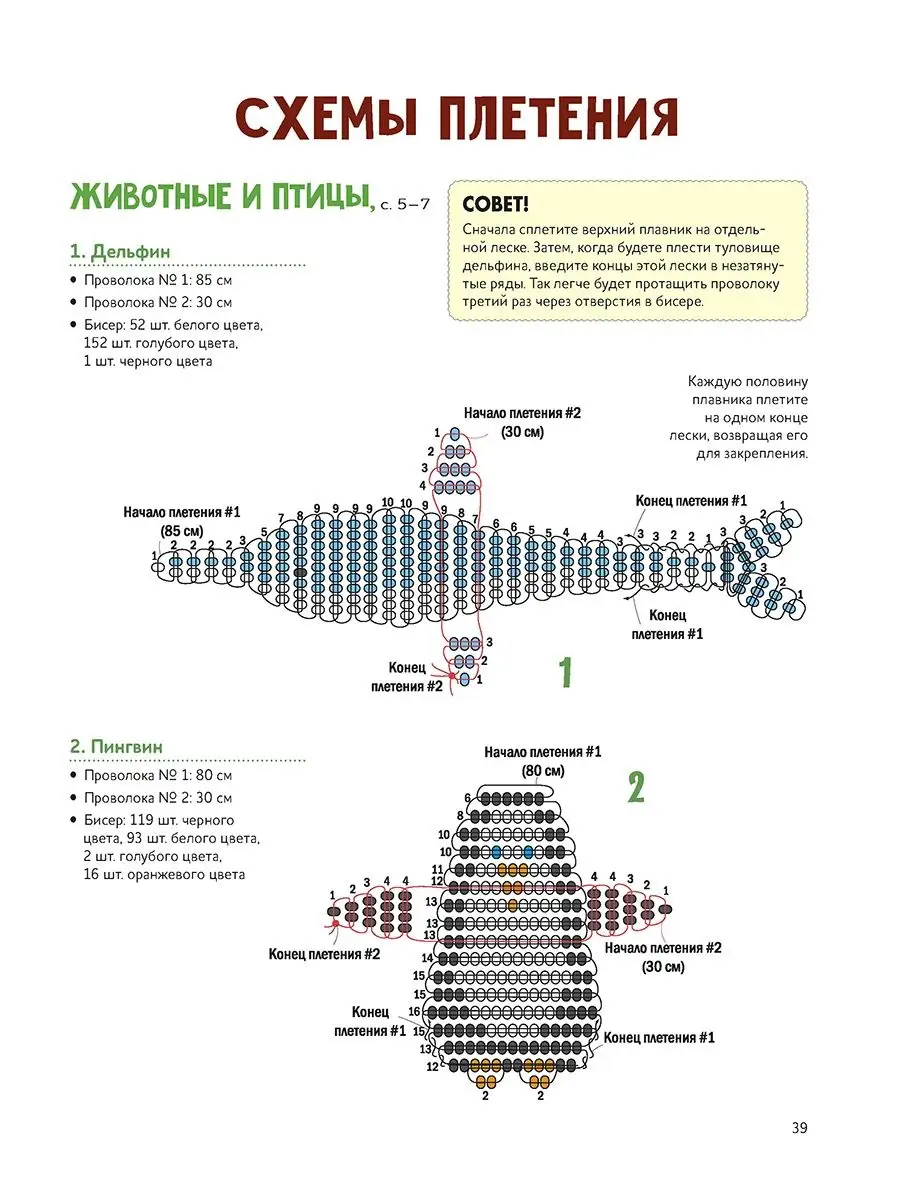 Плетение дельфина из бисера