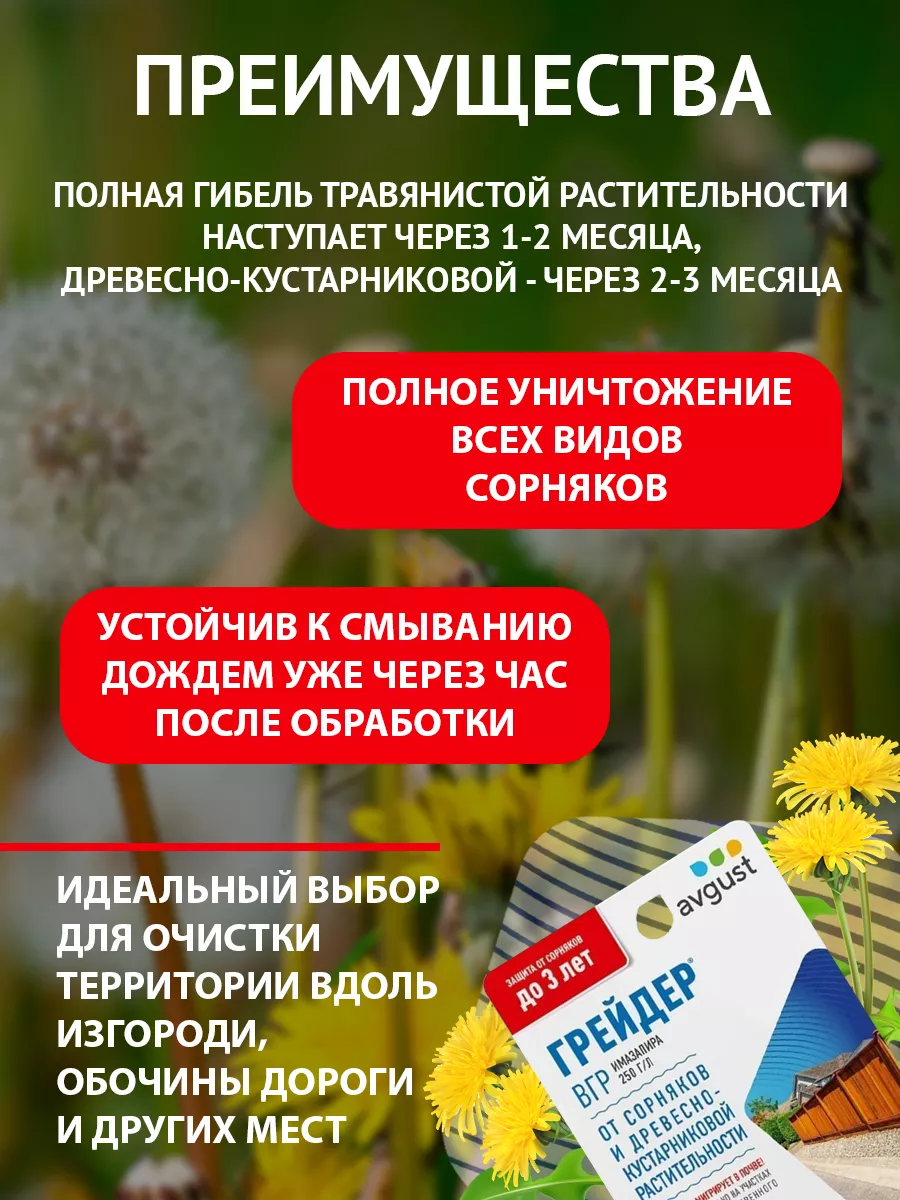 Средство от сорняков Грейдер, 2шт по 10мл (20мл) АВГУСТ 153471343 купить за  369 ₽ в интернет-магазине Wildberries