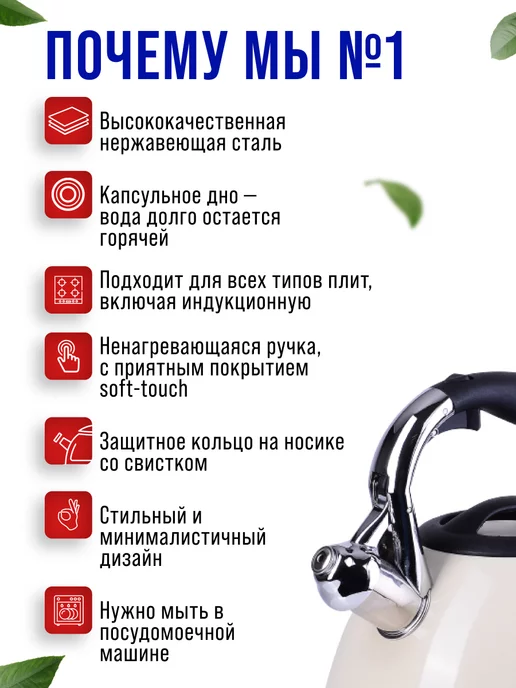 Чайник со свистком для плиты 3,4 л - фото 11