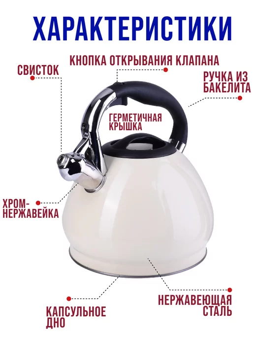 Чайник со свистком для плиты 3,4 л - фото 13