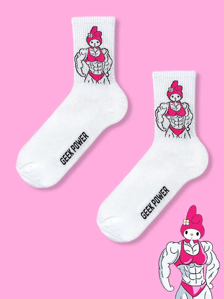 Носки с принтом Накаченная Hello Kitty Сила и Стиль в одном GEEK POWER  SOCKS 153564913 купить в интернет-магазине Wildberries