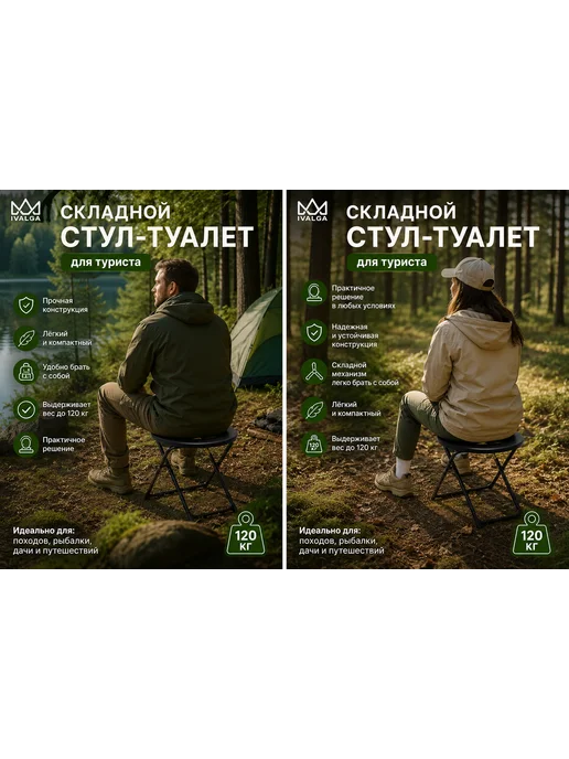 Ivalga Стул-туалет для туриста складной, Туалет походный, вариант, фото 2
