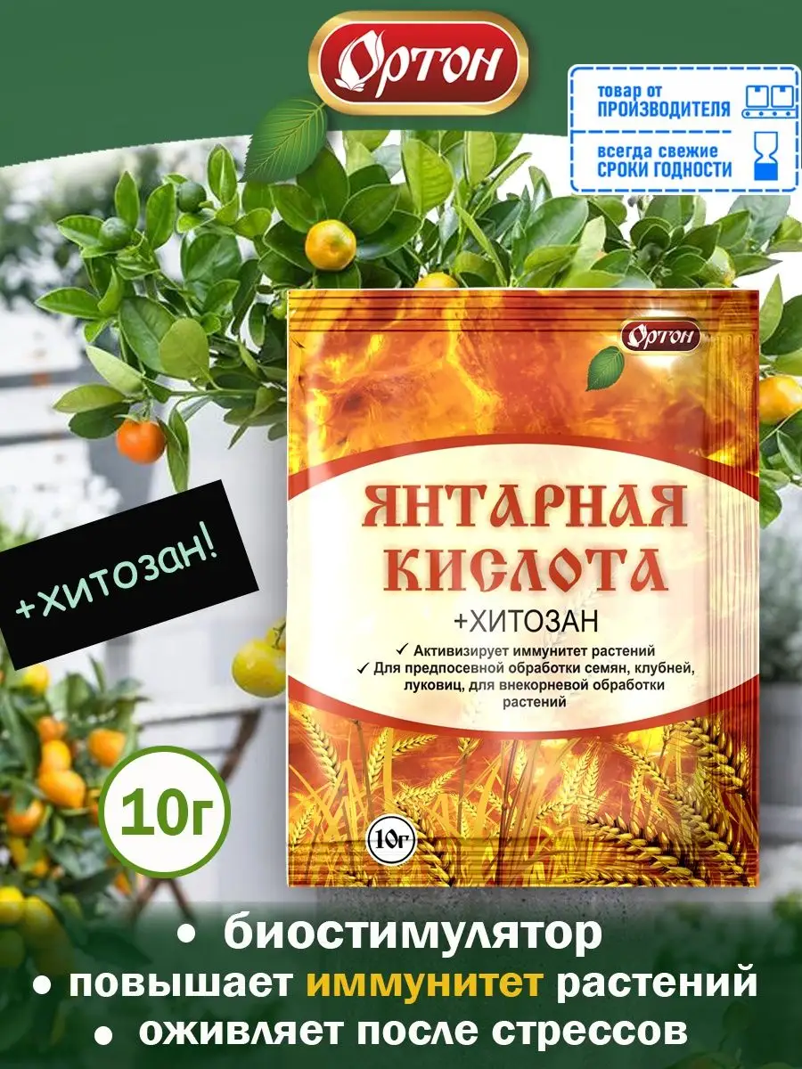 Янтарная кислота для растений, 10 гр. Ортон 153618528 купить за 118 ₽ в  интернет-магазине Wildberries