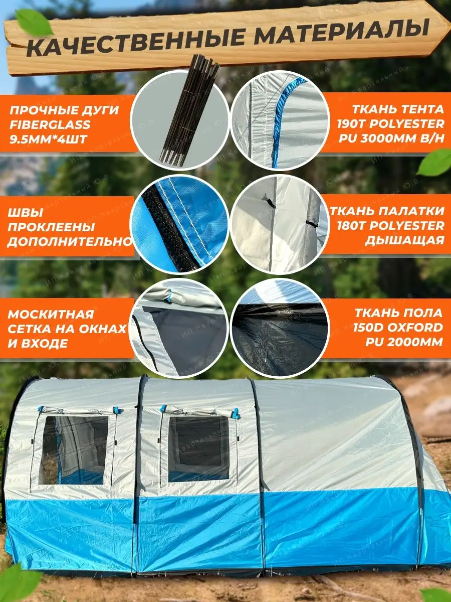 Палатка туристическая 4 с тамбуром двухслойная 1801 CampKit 153712703  купить за 11 893 ₽ в интернет-магазине Wildberries