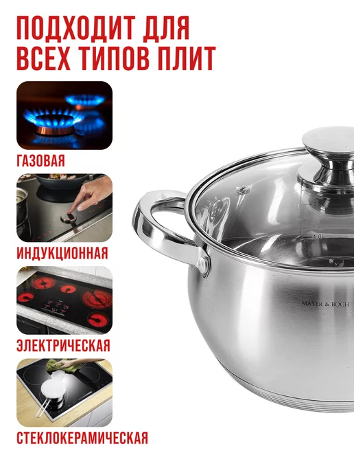 Набор кастрюль с крышками 3 шт. нержавейка - фото 5