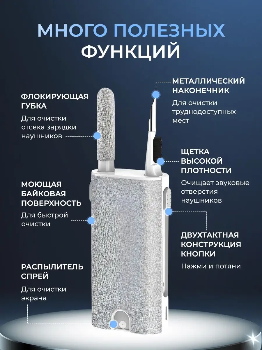 Набор щетка для чистки наушников телефона клавиатуры гаджет MoslStore  153768552 купить в интернет-магазине Wildberries