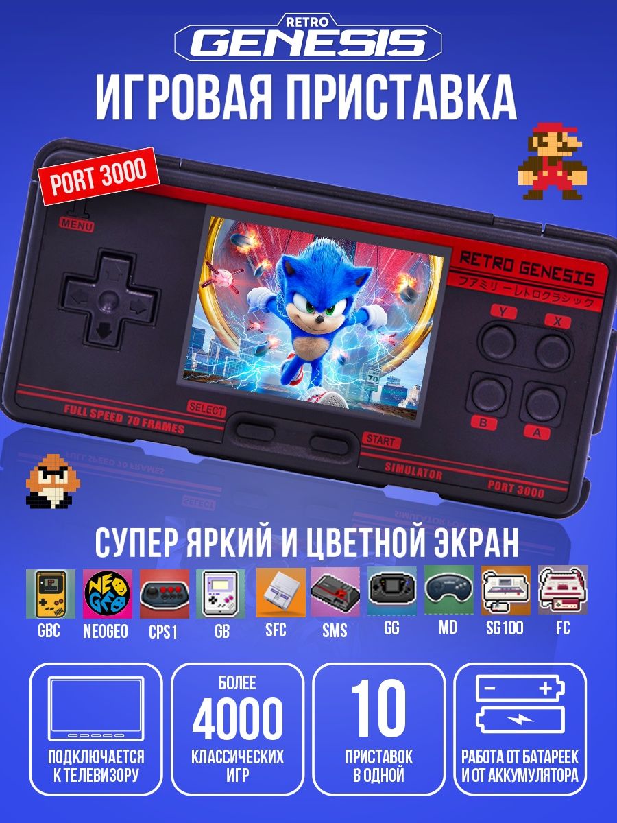 Retro genesis портативная консоль