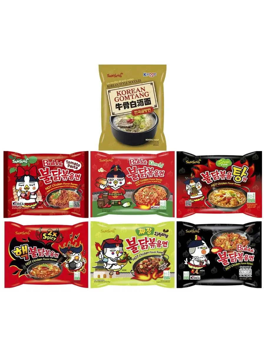 Лапша Рамен Samyang Ramen набор из 7 вкусов. Корея SAMYANG 153820002 купить  в интернет-магазине Wildberries