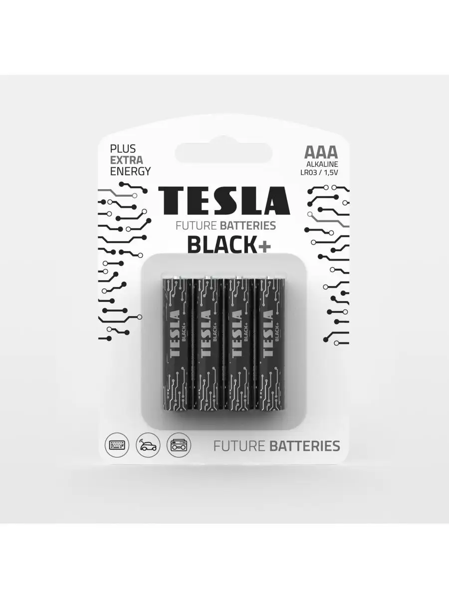 Щелочные батарейки BLACK+ ААА 4 штуки TESLA 154023988 купить за 504 ₽ в  интернет-магазине Wildberries