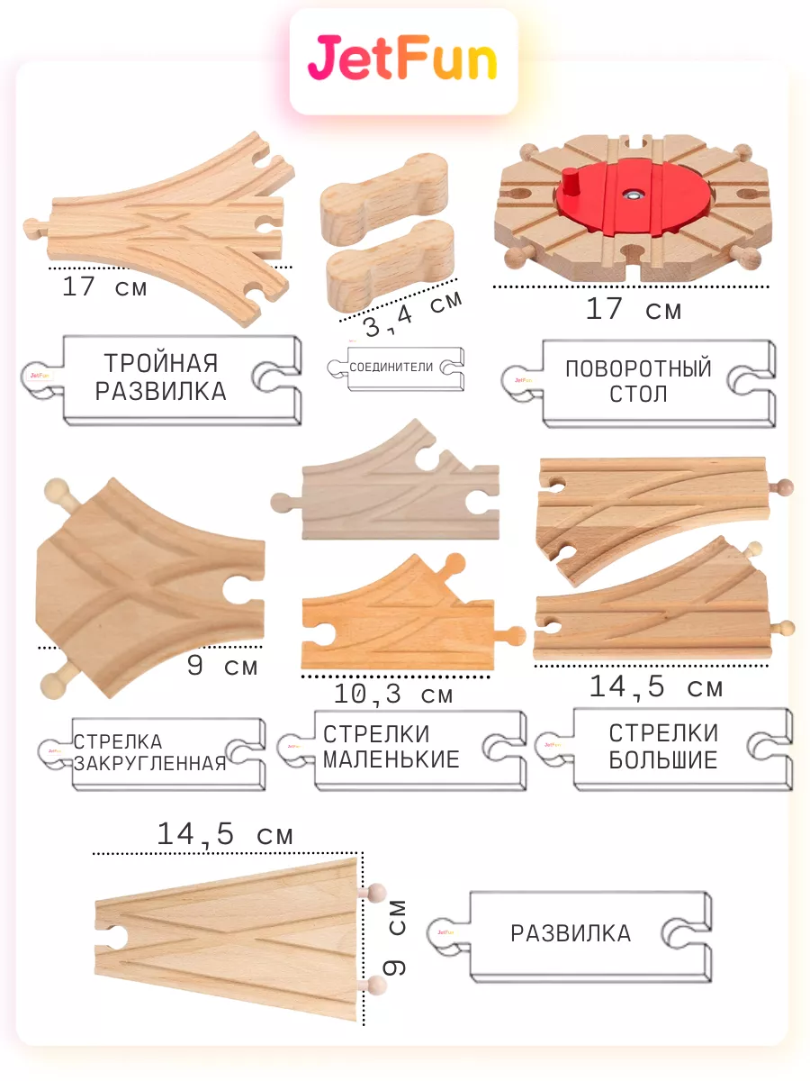 Деревянная железная дорога, рельсы и стрелки JetFun.ru 154059136 купить в  интернет-магазине Wildberries