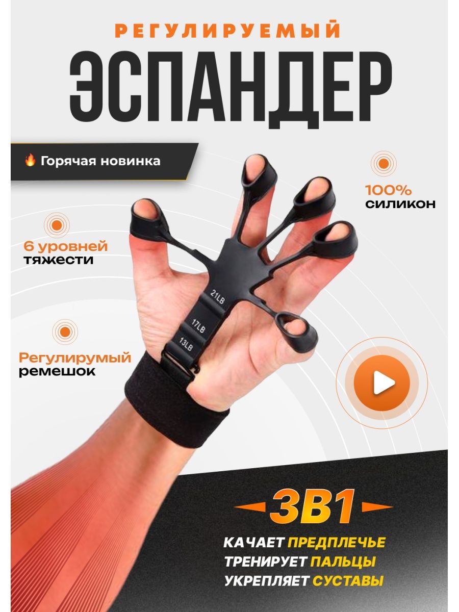 Эспандер кистевой 6в1, тренажер для пальцев рук GRIPSTER 154070894 купить в  интернет-магазине Wildberries