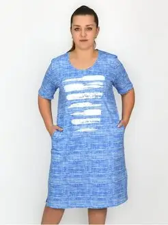 Платье хлопок повседневное больших размеров ГоМани 154072048 купить за 1 146 ₽ в интернет-магазине Wildberries