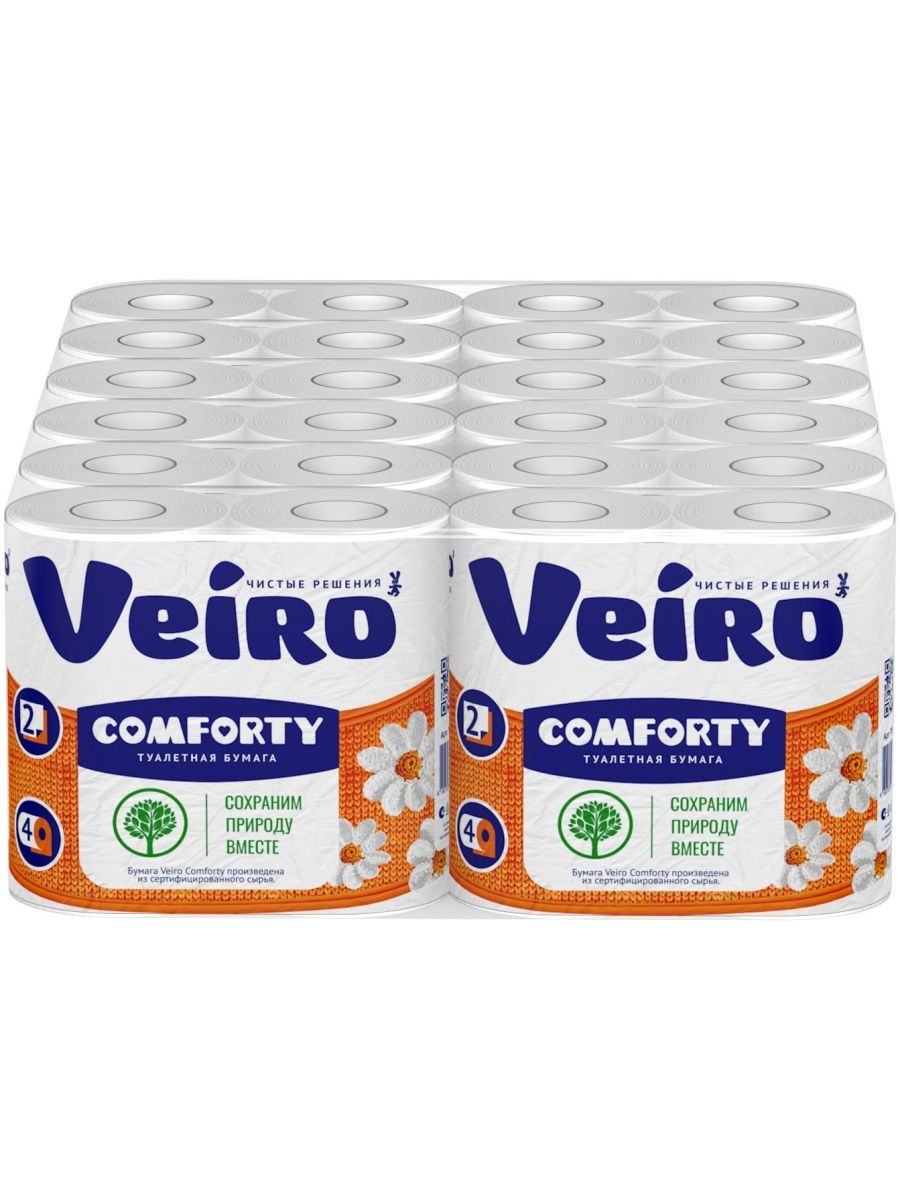 Veiro. ВЕИРО Т/бумага белая 4шт 3-х слойная. Veiro лого. Туалетная бумага мягкий знак Comfort белая 2-хслойная 4шт.