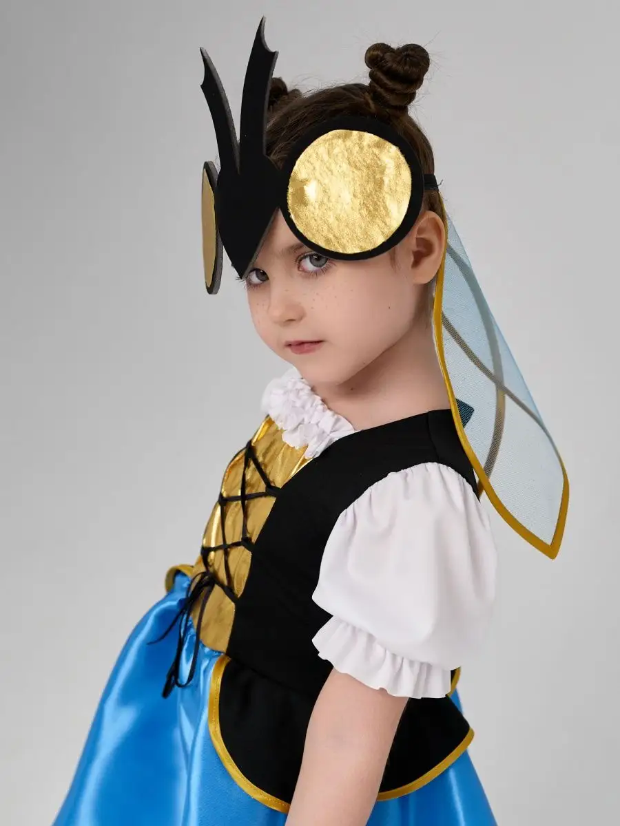 Костюм Мухи Цокотухи для девочки, детский карнавальный костюм Мухи, на 4-6 лет, рост 116-122 см