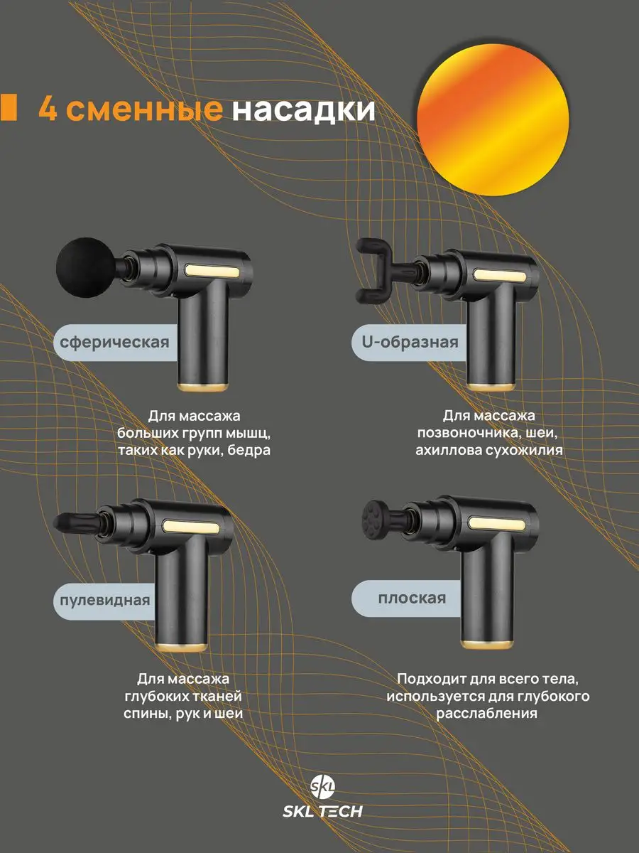 Массажный пистолет перкуссионный для тела SKL TECH 154320883 купить за 776  ₽ в интернет-магазине Wildberries