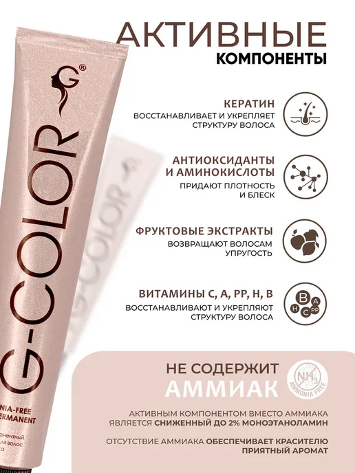 GERAPROFESSIONAL Краска для волос 6,11 без аммиака, 50 мл, фото 2