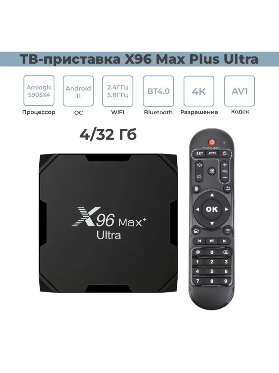 ТВ приставка, X96 Max Plus Ultra, 4/32 Гб TVDROID 154408776 купить в  интернет-магазине Wildberries